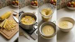 옥수수 한 개로 만드는 일본식 스리나가시 수프—부드럽게 갈아 체에 내리는 레시피