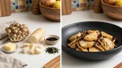 버섯과 장마(나가이모) 버터간장 소테이—샤키한 식감 살리는 간단 볶음